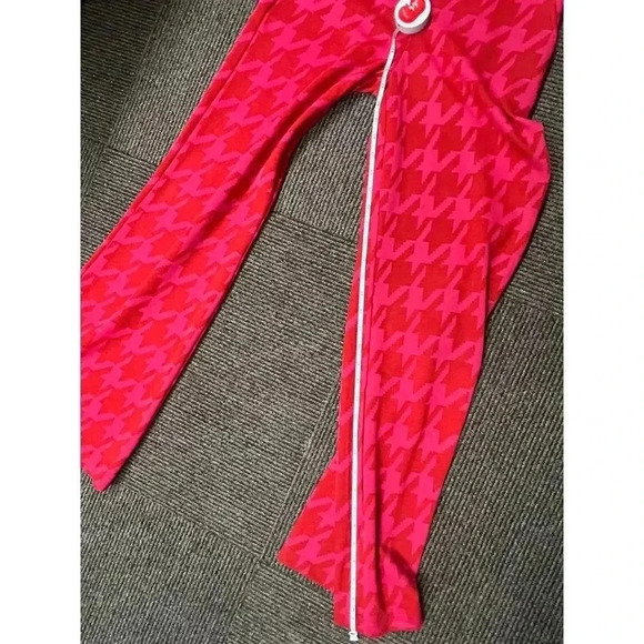 ISLE by Melli Rayan Retro Pink Houndstooth Wide Leg Pants Statement Trousers - Picture 8 of 8